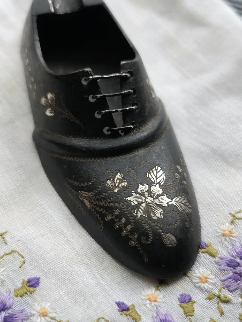 Vintage Mini Silver Bronze Shoe Ashtray